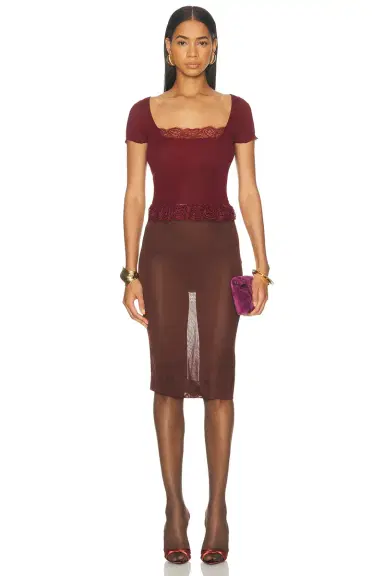 Saint Laurent Ribbed Lacy Top | Thumbnail 4 Saint Laurent Ribbed Lacy Top | Thumbnail 4