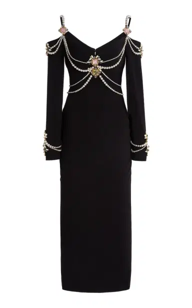 Zuhair Murad Off-Shoulder Maharaja Embroidered Cady Midi Dress | Thumbnail 1 Zuhair Murad Off-Shoulder Maharaja Embroidered Cady Midi Dress | Thumbnail 1
