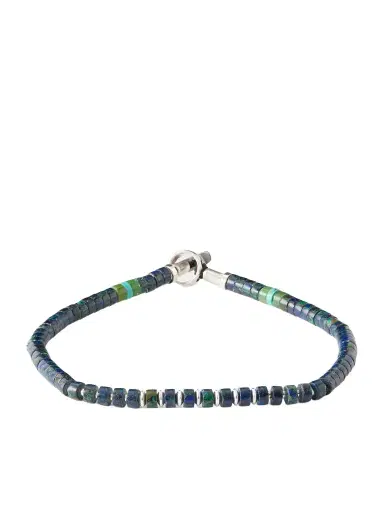 Mikia Heishi Sterling Silver and Azurite Beaded Bracelet - Men | Thumbnail 1 Mikia Heishi Sterling Silver and Azurite Beaded Bracelet - Men | Thumbnail 1