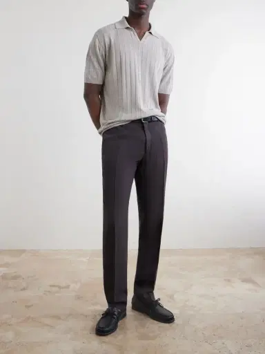 Boglioli Open-Collar Ribbed Linen and Cotton-Blend Polo Shirt - Men | Thumbnail 2 Boglioli Open-Collar Ribbed Linen and Cotton-Blend Polo Shirt - Men | Thumbnail 2