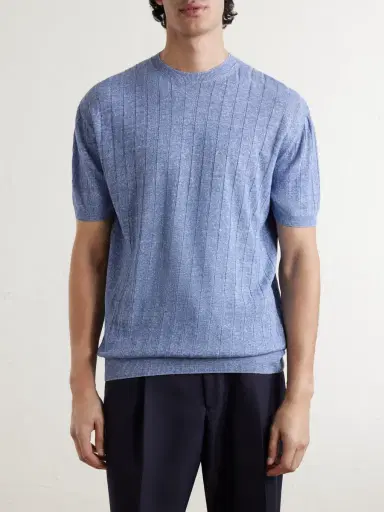 Boglioli Ribbed Linen and Cotton-Blend T-Shirt - Men | Thumbnail 3 Boglioli Ribbed Linen and Cotton-Blend T-Shirt - Men | Thumbnail 3