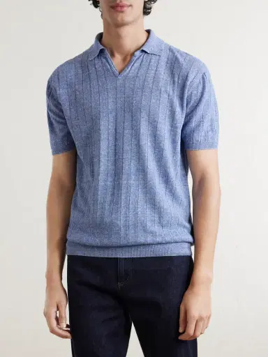 Boglioli Ribbed Linen and Cotton-Blend Polo Shirt - Men | Thumbnail 3 Boglioli Ribbed Linen and Cotton-Blend Polo Shirt - Men | Thumbnail 3
