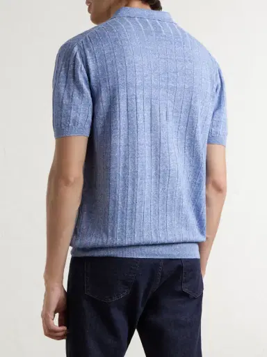 Boglioli Ribbed Linen and Cotton-Blend Polo Shirt - Men | Thumbnail 4 Boglioli Ribbed Linen and Cotton-Blend Polo Shirt - Men | Thumbnail 4