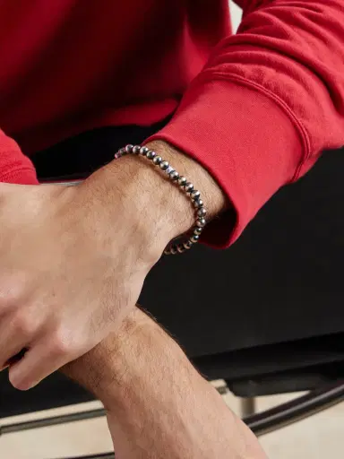 Mikia Circle5 Sterling Silver Multi-Stone Beaded Bracelet - Men | Thumbnail 2 Mikia Circle5 Sterling Silver Multi-Stone Beaded Bracelet - Men | Thumbnail 2