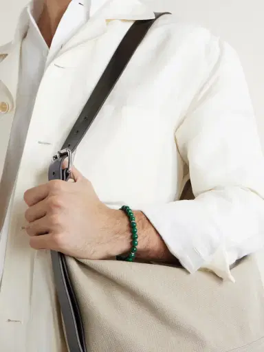 Mikia Circle8 Sterling Silver and Malachite Beaded Bracelet - Men | Thumbnail 2 Mikia Circle8 Sterling Silver and Malachite Beaded Bracelet - Men | Thumbnail 2
