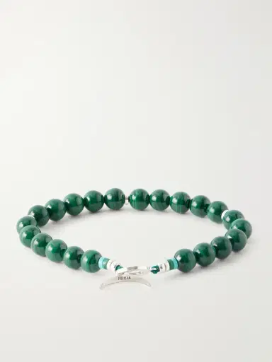 Mikia Circle8 Sterling Silver and Malachite Beaded Bracelet - Men | Thumbnail 3 Mikia Circle8 Sterling Silver and Malachite Beaded Bracelet - Men | Thumbnail 3