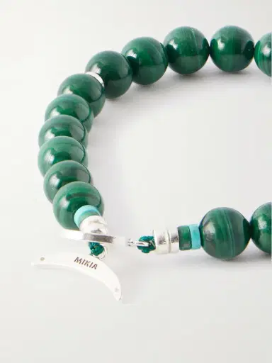 Mikia Circle8 Sterling Silver and Malachite Beaded Bracelet - Men | Thumbnail 4 Mikia Circle8 Sterling Silver and Malachite Beaded Bracelet - Men | Thumbnail 4