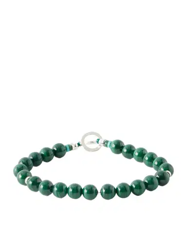 Mikia Circle8 Sterling Silver and Malachite Beaded Bracelet - Men | Thumbnail 1 Mikia Circle8 Sterling Silver and Malachite Beaded Bracelet - Men | Thumbnail 1