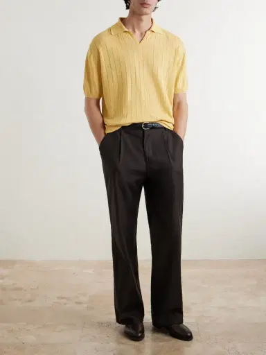 Boglioli Ribbed Linen and Cotton-Blend Polo Shirt - Men | Thumbnail 2 Boglioli Ribbed Linen and Cotton-Blend Polo Shirt - Men | Thumbnail 2