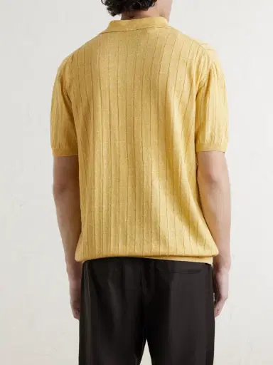 Boglioli Ribbed Linen and Cotton-Blend Polo Shirt - Men | Thumbnail 4 Boglioli Ribbed Linen and Cotton-Blend Polo Shirt - Men | Thumbnail 4