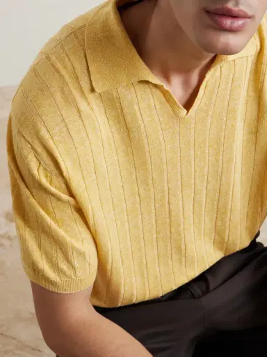 Boglioli Ribbed Linen and Cotton-Blend Polo Shirt - Men | Thumbnail 5 Boglioli Ribbed Linen and Cotton-Blend Polo Shirt - Men | Thumbnail 5