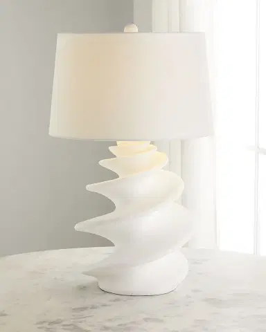 Old World Design Durham White Gesso Shell Lamp | Thumbnail 2 Old World Design Durham White Gesso Shell Lamp | Thumbnail 2
