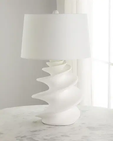 Old World Design Durham White Gesso Shell Lamp | Thumbnail 1 Old World Design Durham White Gesso Shell Lamp | Thumbnail 1