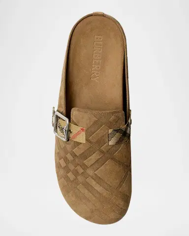 Burberry Men's Urchin Suede Check-Embossed Clogs | Thumbnail 6 Burberry Men's Urchin Suede Check-Embossed Clogs | Thumbnail 6