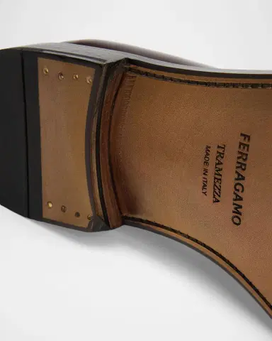 Ferragamo Men's Angiolo Croc-Embossed Leather Oxfords | Thumbnail 3 Ferragamo Men's Angiolo Croc-Embossed Leather Oxfords | Thumbnail 3