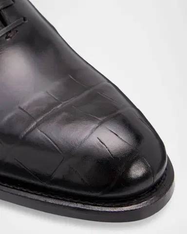 Ferragamo Men's Angiolo Croc-Embossed Leather Oxfords | Thumbnail 3 Ferragamo Men's Angiolo Croc-Embossed Leather Oxfords | Thumbnail 3