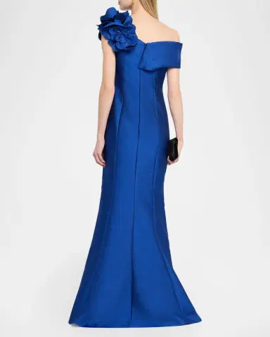 Rickie Freeman for Teri Jon One-Shoulder Floral Applique Mermaid Gown | Thumbnail 2 Rickie Freeman for Teri Jon One-Shoulder Floral Applique Mermaid Gown | Thumbnail 2