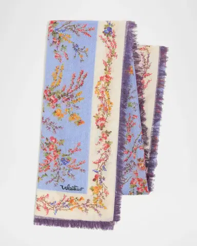 Valentino Garavani Floral-Print Fringed Cashmere-Silk Shawl | Thumbnail 4 Valentino Garavani Floral-Print Fringed Cashmere-Silk Shawl | Thumbnail 4