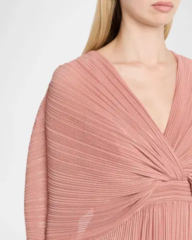 Aidan Mattox Pleated Metallic Chiffon Column Gown | Thumbnail 5 Aidan Mattox Pleated Metallic Chiffon Column Gown | Thumbnail 5