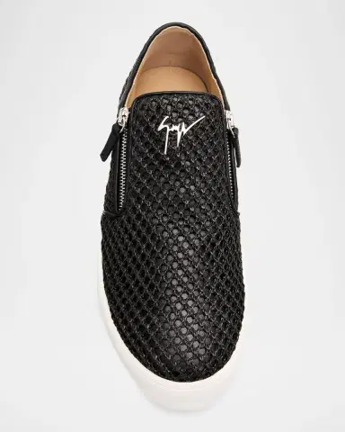 Giuseppe Zanotti Men 's Mesh & Leather Double-Zip Sneakers | Thumbnail 3 Giuseppe Zanotti Men 's Mesh & Leather Double-Zip Sneakers | Thumbnail 3