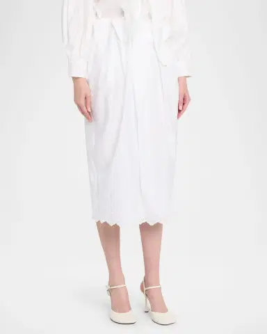 Simone Rocha Pleated Waist Eyelet Embroidered Midi Pencil Skirt | Thumbnail 3 Simone Rocha Pleated Waist Eyelet Embroidered Midi Pencil Skirt | Thumbnail 3