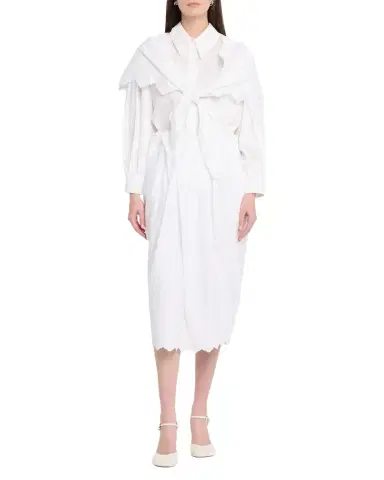 Simone Rocha Pleated Waist Eyelet Embroidered Midi Pencil Skirt | Thumbnail 1 Simone Rocha Pleated Waist Eyelet Embroidered Midi Pencil Skirt | Thumbnail 1