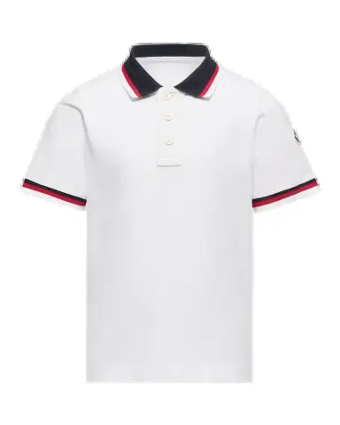 Moncler Boy's Tricolor-Trim Cotton Polo Shirt | Thumbnail 2 Moncler Boy's Tricolor-Trim Cotton Polo Shirt | Thumbnail 2