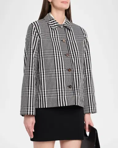 Lafayette 148 New York Gingham-Print Cotton Jacket | Thumbnail 4 Lafayette 148 New York Gingham-Print Cotton Jacket | Thumbnail 4