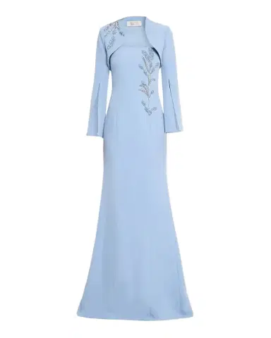 Rickie Freeman for Teri Jon Strapless Beaded Crepe Gown with Bolero | Thumbnail 1 Rickie Freeman for Teri Jon Strapless Beaded Crepe Gown with Bolero | Thumbnail 1
