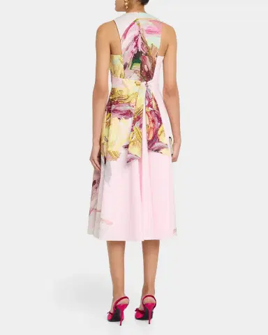 Rickie Freeman for Teri Jon Sleeveless Floral-Print Cotton Midi Dress | Thumbnail 3 Rickie Freeman for Teri Jon Sleeveless Floral-Print Cotton Midi Dress | Thumbnail 3