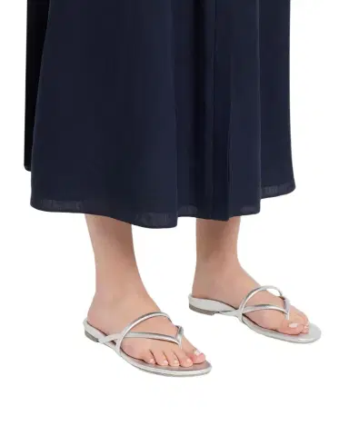 Pedro Garcia Belany Metallic Leather Flat Slide Sandals | Thumbnail 1 Pedro Garcia Belany Metallic Leather Flat Slide Sandals | Thumbnail 1