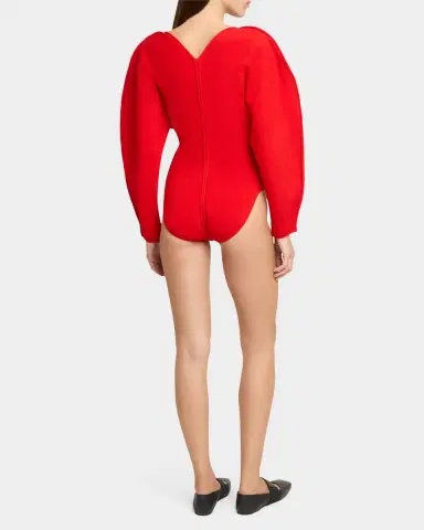 Givenchy Puff-Sleeve Deep V-Neck Bodysuit | Thumbnail 3 Givenchy Puff-Sleeve Deep V-Neck Bodysuit | Thumbnail 3