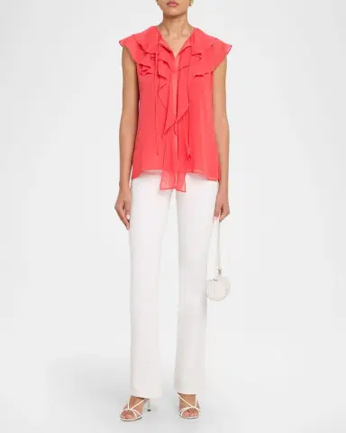 Kobi Halperin Maren V-Neck Sleeveless Ruffle Blouse | Thumbnail 2 Kobi Halperin Maren V-Neck Sleeveless Ruffle Blouse | Thumbnail 2