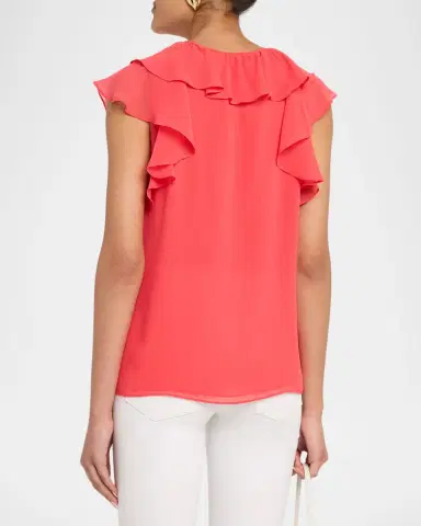 Kobi Halperin Maren V-Neck Sleeveless Ruffle Blouse | Thumbnail 3 Kobi Halperin Maren V-Neck Sleeveless Ruffle Blouse | Thumbnail 3