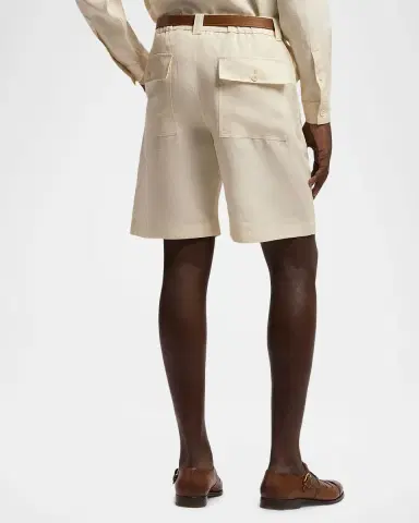 Ralph Lauren Purple Label Men 's Linen Flat-Front Shorts | Thumbnail 2 Ralph Lauren Purple Label Men 's Linen Flat-Front Shorts | Thumbnail 2