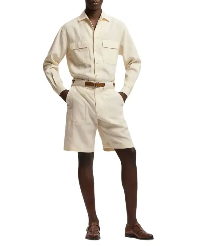 Men 's Linen Flat-Front Shorts Men 's Linen Flat-Front Shorts