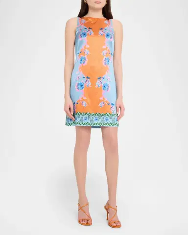 Saloni Alba-B Printed Silk-Blend Shift Dress | Thumbnail 4 Saloni Alba-B Printed Silk-Blend Shift Dress | Thumbnail 4