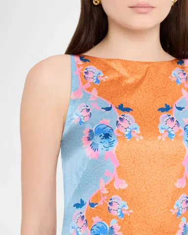 Saloni Alba-B Printed Silk-Blend Shift Dress | Thumbnail 5 Saloni Alba-B Printed Silk-Blend Shift Dress | Thumbnail 5