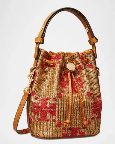 Tory Burch Mini T Monogram Jacquard Woven Bucket Bag | Thumbnail 4 Tory Burch Mini T Monogram Jacquard Woven Bucket Bag | Thumbnail 4