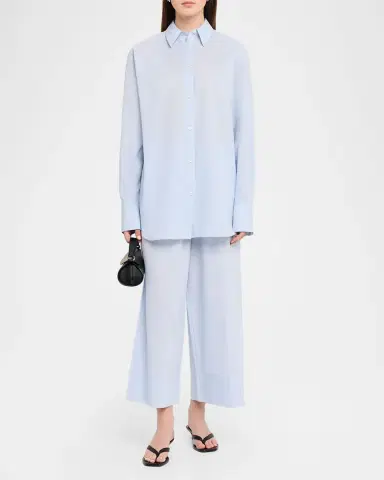 Toteme Cotton-Linen Wide-Leg Drawstring Summer Trousers | Thumbnail 2 Toteme Cotton-Linen Wide-Leg Drawstring Summer Trousers | Thumbnail 2