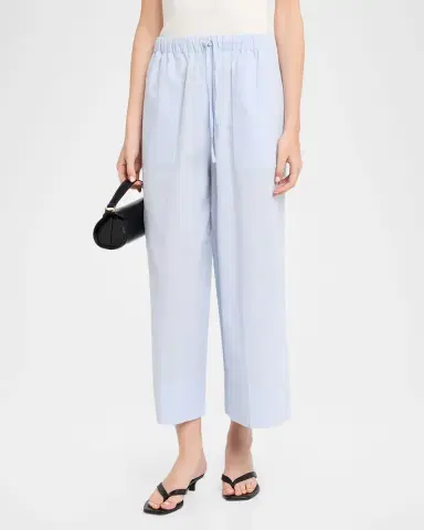 Toteme Cotton-Linen Wide-Leg Drawstring Summer Trousers | Thumbnail 4 Toteme Cotton-Linen Wide-Leg Drawstring Summer Trousers | Thumbnail 4