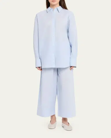 Toteme Cotton-Linen Wide-Leg Drawstring Summer Trousers | Thumbnail 7 Toteme Cotton-Linen Wide-Leg Drawstring Summer Trousers | Thumbnail 7