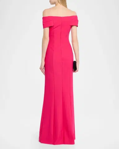 Rickie Freeman for Teri Jon Off-Shoulder Floral Applique Scuba Gown | Thumbnail 3 Rickie Freeman for Teri Jon Off-Shoulder Floral Applique Scuba Gown | Thumbnail 3