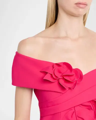 Rickie Freeman for Teri Jon Off-Shoulder Floral Applique Scuba Gown | Thumbnail 5 Rickie Freeman for Teri Jon Off-Shoulder Floral Applique Scuba Gown | Thumbnail 5