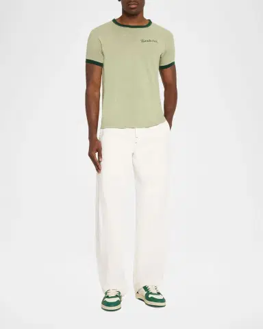 Sanderlak Men's Contrast-Rib Logo Crewneck T-Shirt | Thumbnail 2 Sanderlak Men's Contrast-Rib Logo Crewneck T-Shirt | Thumbnail 2