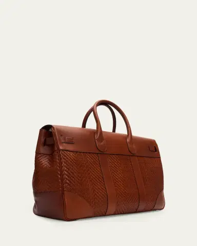 Brunello Cucinelli Men's Braided Leather Duffel Bag | Thumbnail 3 Brunello Cucinelli Men's Braided Leather Duffel Bag | Thumbnail 3