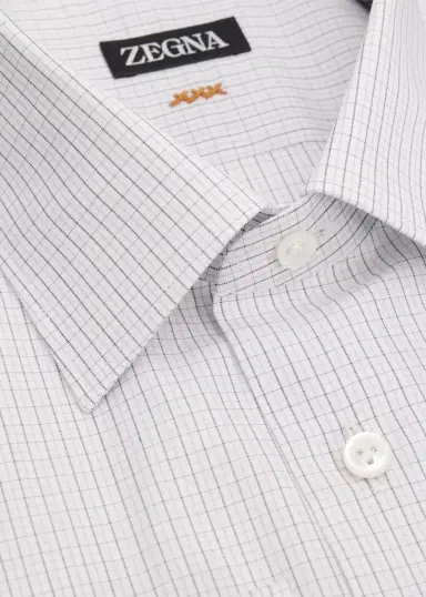 Zegna Men's Micro-Plaid Cotton Dress Shirt | Thumbnail 2 Zegna Men's Micro-Plaid Cotton Dress Shirt | Thumbnail 2