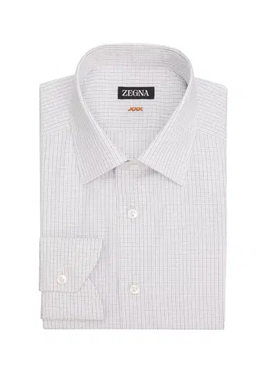 Zegna Men's Micro-Plaid Cotton Dress Shirt | Thumbnail 3 Zegna Men's Micro-Plaid Cotton Dress Shirt | Thumbnail 3