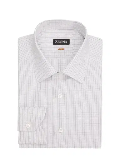 Zegna Men's Micro-Plaid Cotton Dress Shirt | Thumbnail 1 Zegna Men's Micro-Plaid Cotton Dress Shirt | Thumbnail 1