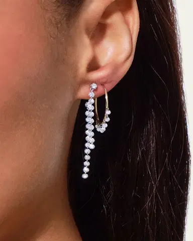 Lana Floating Diamond 14K Gold Hoop Earrings | Thumbnail 2 Lana Floating Diamond 14K Gold Hoop Earrings | Thumbnail 2